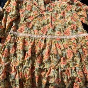 Zara womens Floral Blouse - Pink and Green